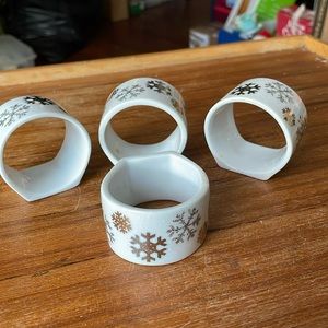 Dansk set of 4 Snowflake Napkin n rings.